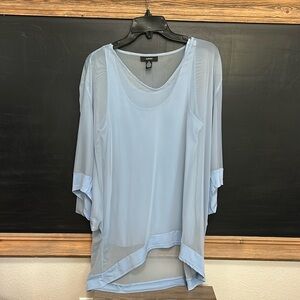 Alfani Light Blue Sheer Women's Blouse with blue Tank
